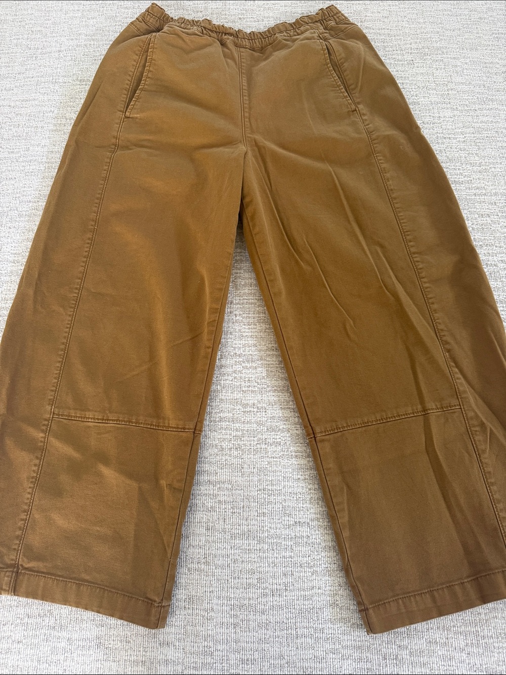 Anthropologie Barrel Leg Cropped Pants in Warm Brown - Picture 2 of 3
